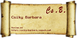 Csiky Barbara névjegykártya